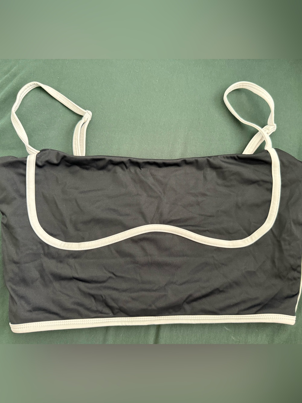 Contrast Trim Black Bandeau Bralette with Adjustable Straps